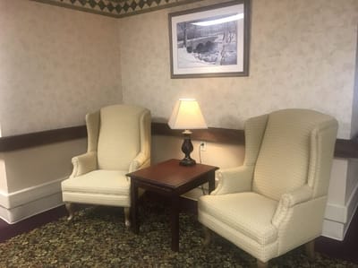Cozy seating area with two armchairs and a lamp