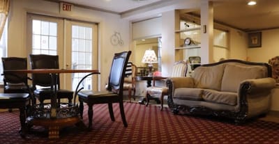 Common area with seating in a cozy interior