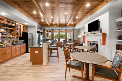 Bright interior of a common area with seating