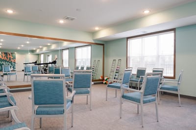 Bright interior space with seating for activities