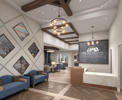 Interior view of the HearthStone lobby with seating