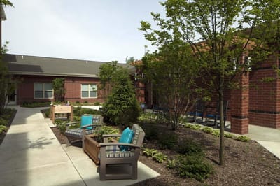 Beautiful courtyard with seating and greenery