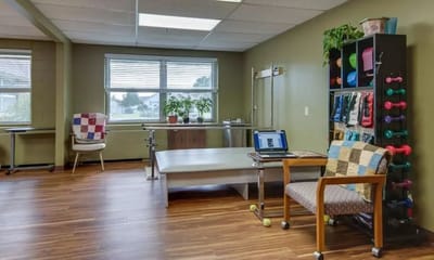 Interior view of a therapy room with equipment