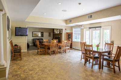 Common area with dining tables and chairs
