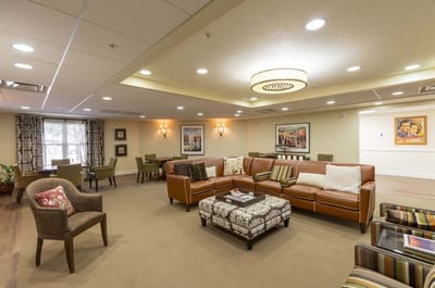 Common area with seating and artwork