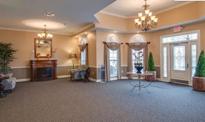 Interior lobby of a senior living facility