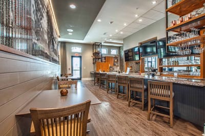 Interior dining area with modern decor and seating