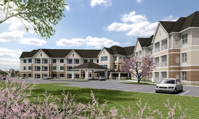 Exterior view of Lockwood of Ann Arbor with landscaping