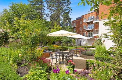 Beautiful garden space with seating and flowers
