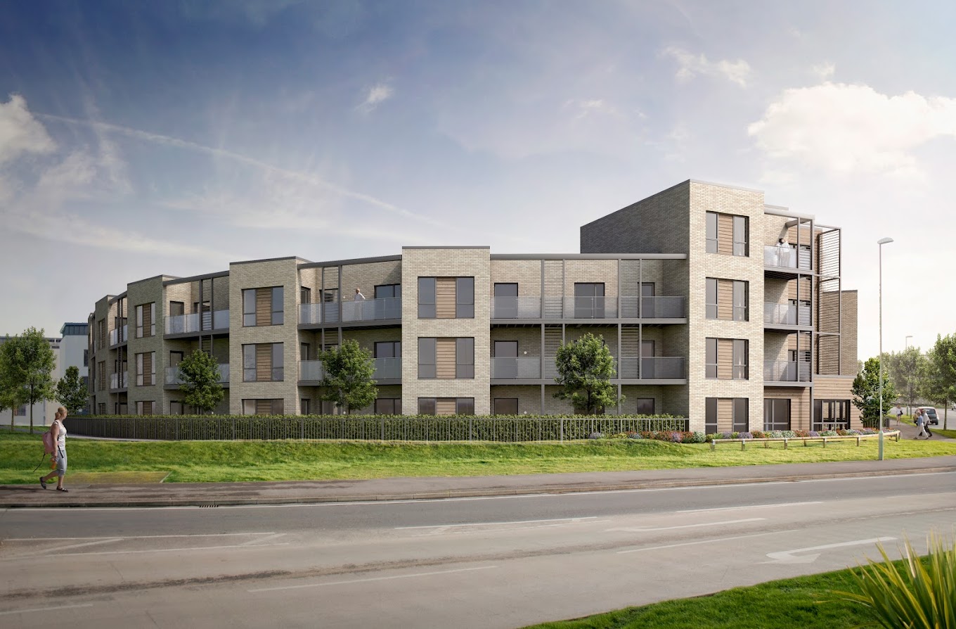 Exterior view of a modern retirement apartment building