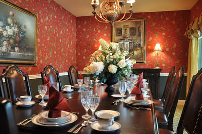 Elegant dining room set for a meal service