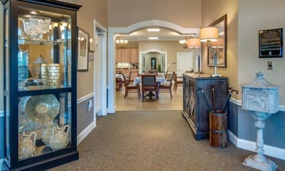 Interior view of a common area with dining space