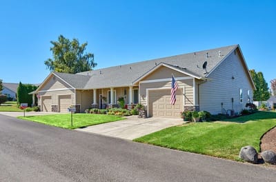 Exterior view of a residential building in a senior living community