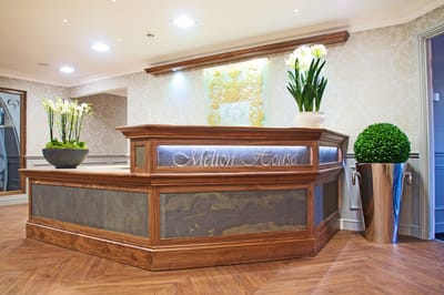 Reception area of Melton House with elegant decor