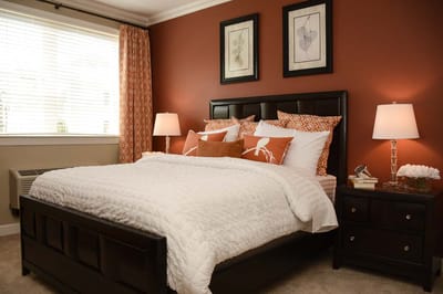 Cozy bedroom interior with a queen bed