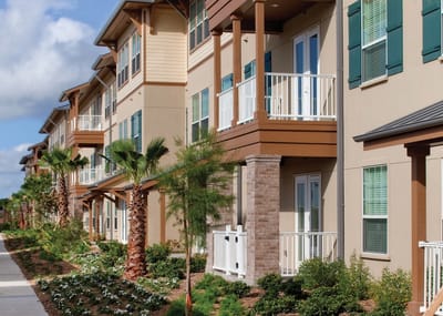 Exterior view of the Mirador Retirement Community buildings
