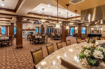 Bright dining room with elegant decor and seating