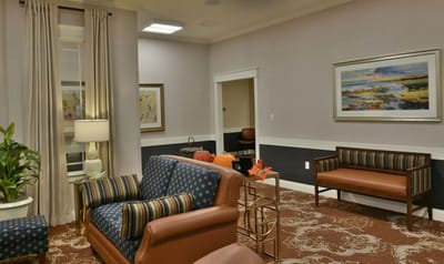 Interior view of a comfortable lounge area with seating