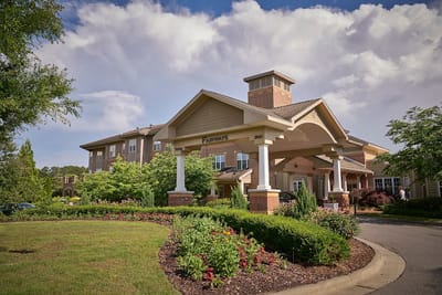 Exterior view of Carolina Meadows facility entrance