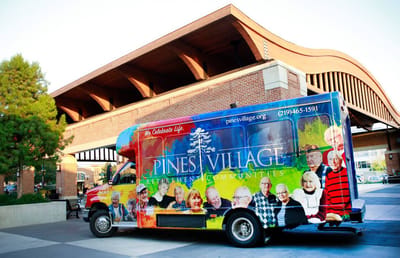 Facility transport vehicle decorated with resident images