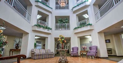 Interior common area with seating and plants