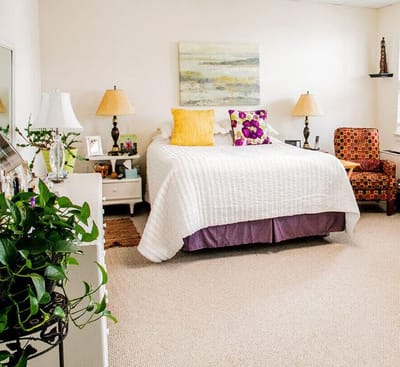 Cozy interior private resident room with decor