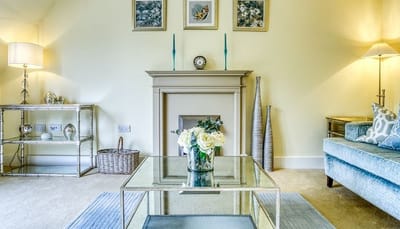 Bright interior of a living room with decorative elements
