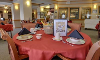 Dining room setup with elegant table settings