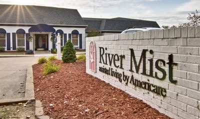 Exterior view of River Mist assisted living facility entrance