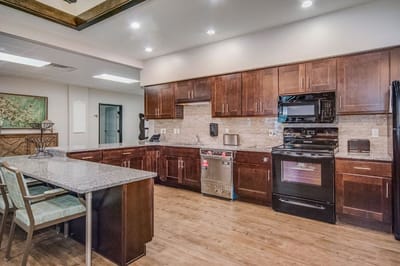 Modern kitchen area in a senior living facility