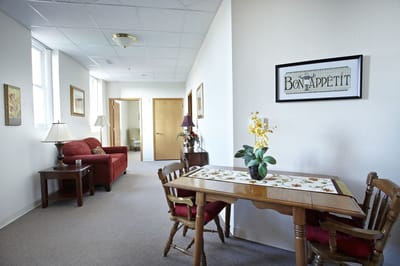 Interior view of a cozy facility common area
