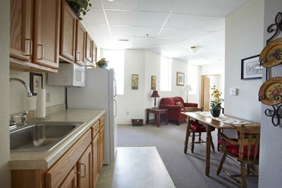 Interior view of a well-furnished resident unit