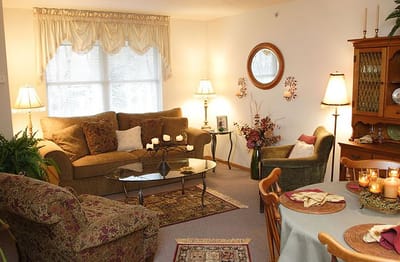 Cozy and inviting living room space with floral decor