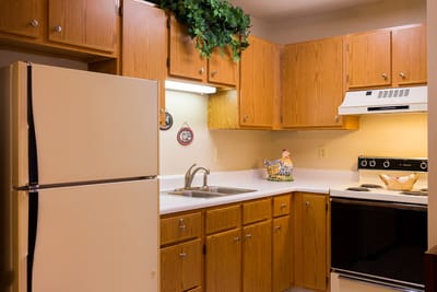 Well-equipped kitchen in an assisted living apartment
