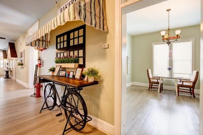 Interior view of a common area with decor and furnishings