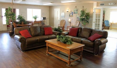 Cozy common area with seating and plants