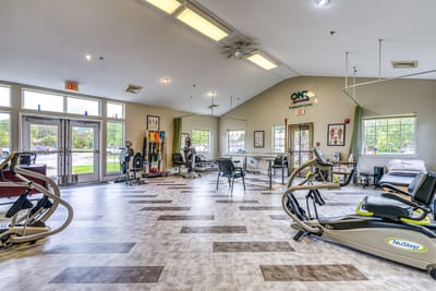 Interior view of a fitness room with exercise equipment