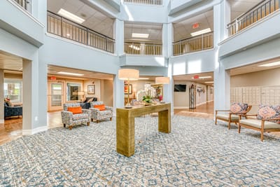 Bright interior of the facility's common area