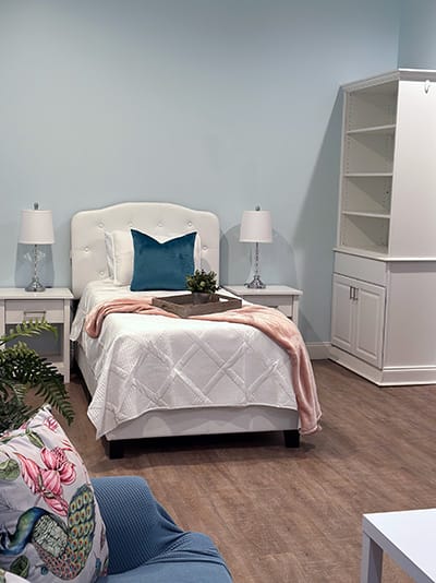 Cozy resident room with a bed and decorative elements