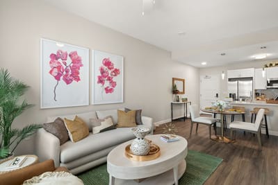 Bright interior living space with cozy decor