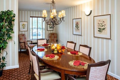 Cozy dining room with a beautifully set table