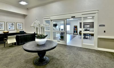Interior view of a common area with modern decor