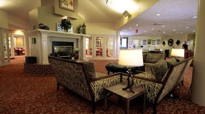 Interior view of the facility's common area with seating