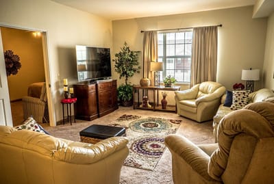 Cozy living room setup with comfortable seating