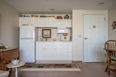 Interior kitchenette area of a resident unit