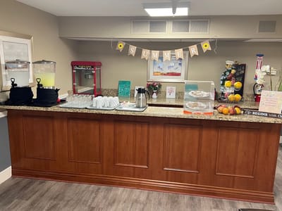 Interior view of a seasonal refreshment counter