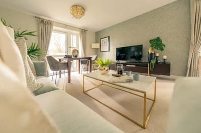 Bright and inviting common area with modern furniture