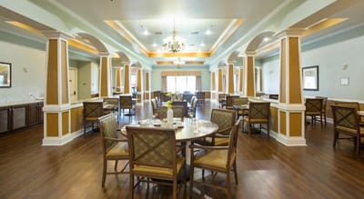 Bright dining room with elegant decor and furniture