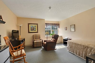 Cozy resident room with comfortable furnishings
