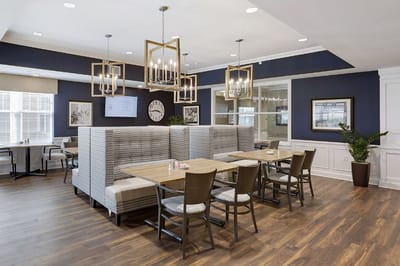 Dining area with modern decor and seating